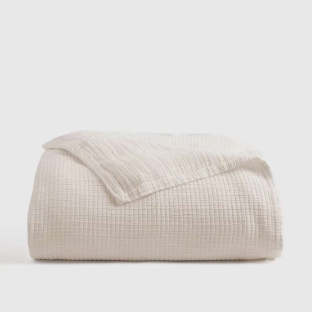 NWT! Quince Organic Cotton Ribbed Ivory Coverlet! Full  Queen (1241)